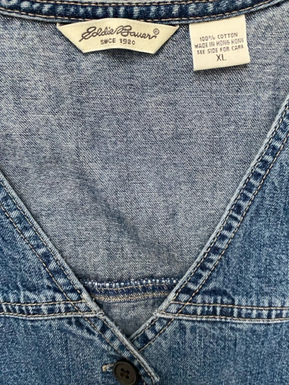 Vintage Eddie Bauer Women’s Classic Blue Denim Vest Size XL - Picture 5 of 5